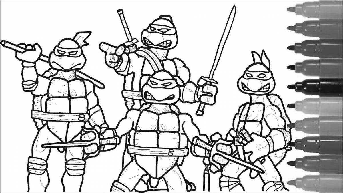 Colored ninja turtles coloring book