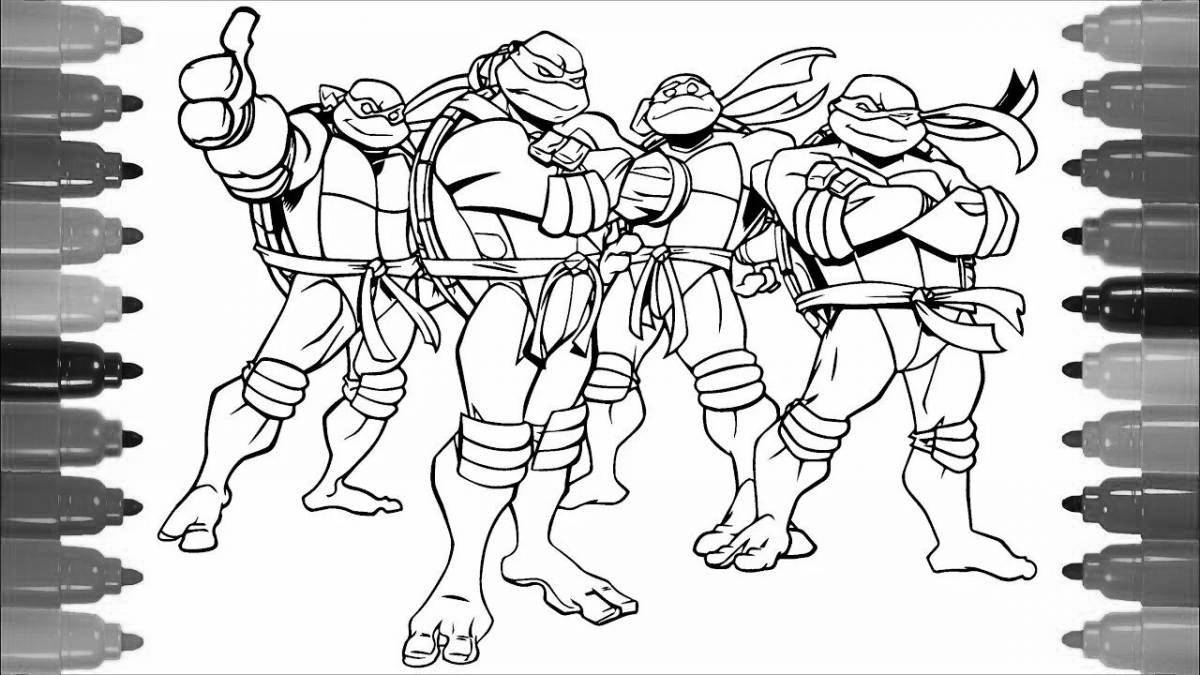 Colorful ninja turtles coloring book