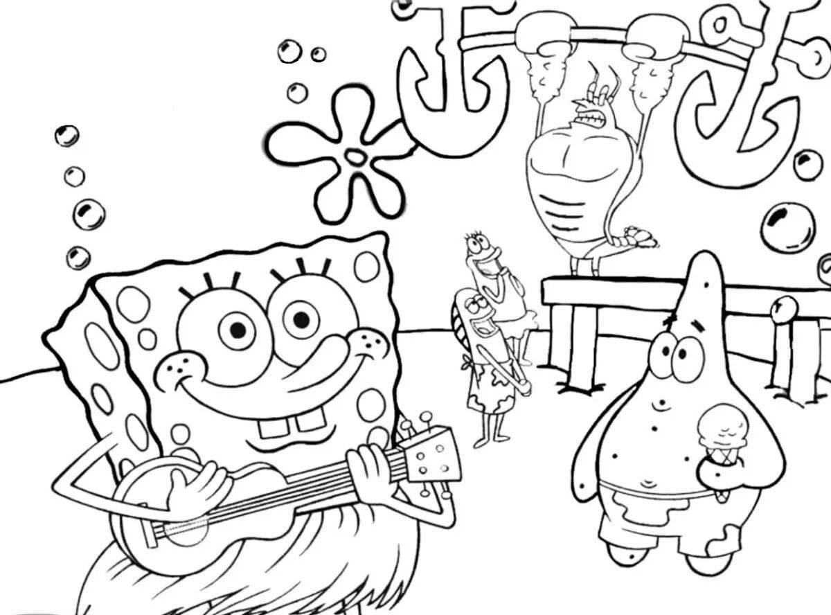 Colorful spongebob coloring by numbers