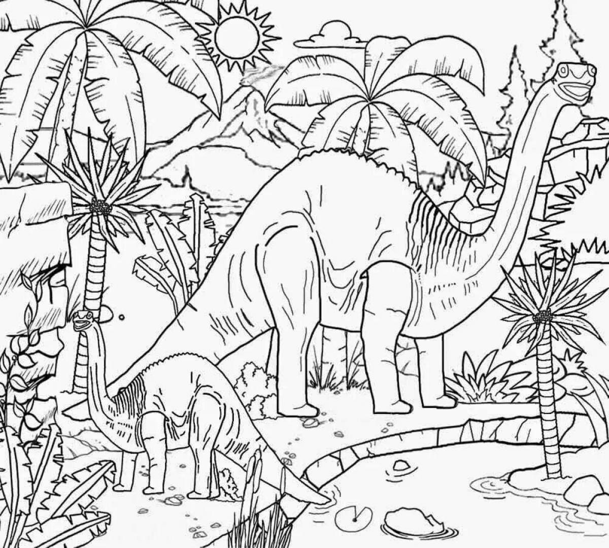 Гигантская раскраска динозавры юрского периода
