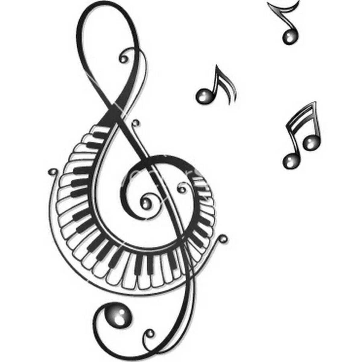 Glimmering treble clef coloring page