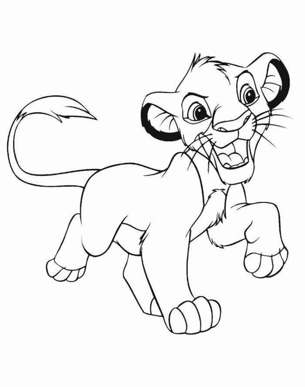 Photo Coloring book shining lion king