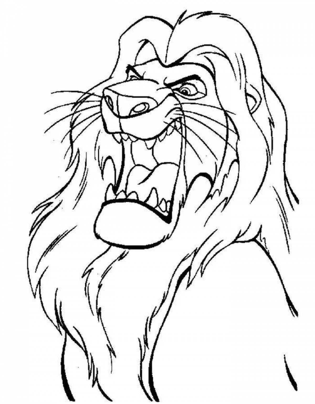 Photo Coloring book glowing lion king