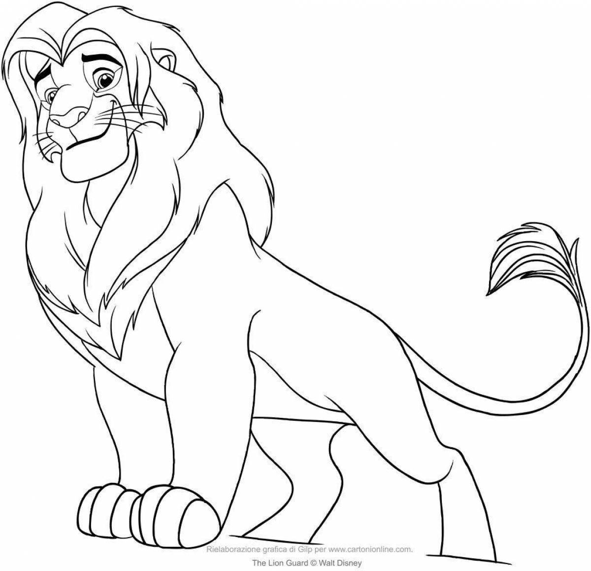 Coloring book bright lion king