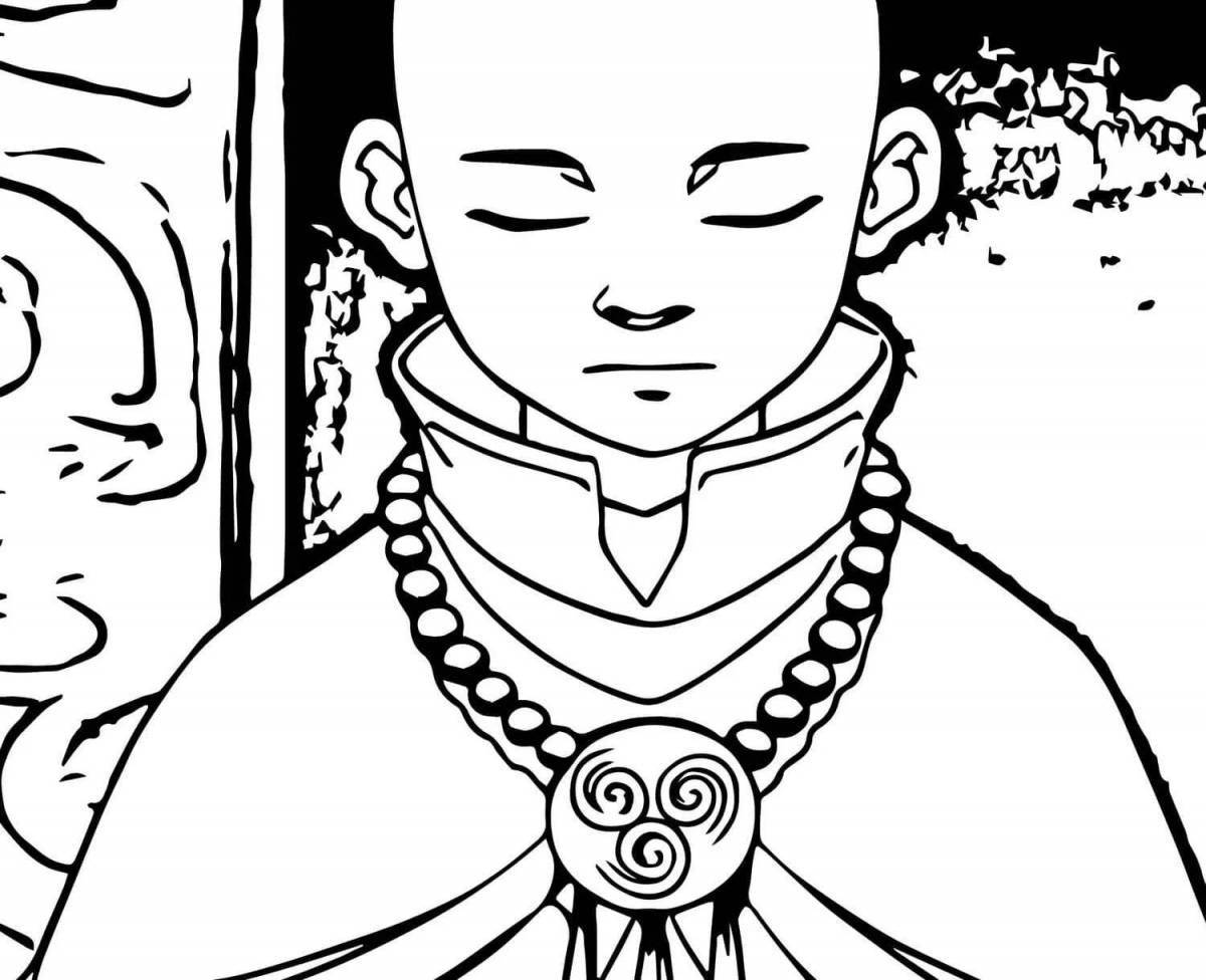 Photo Aang's colorful avatar coloring page