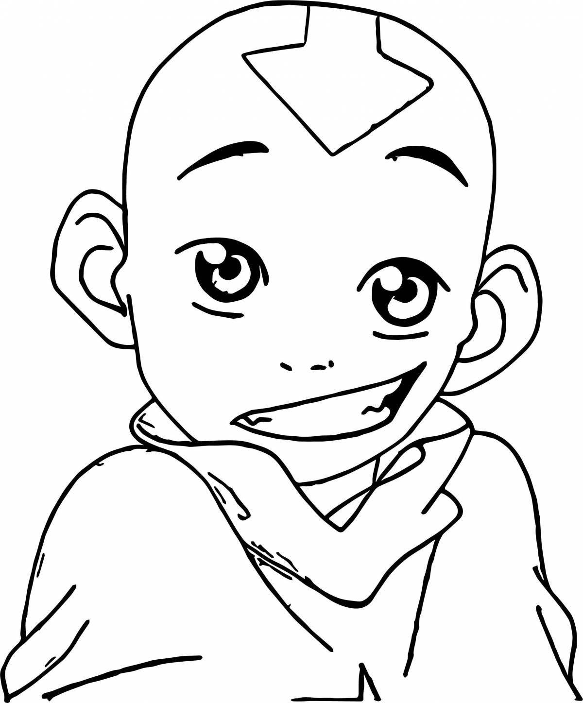 Aang's happy avatar coloring page