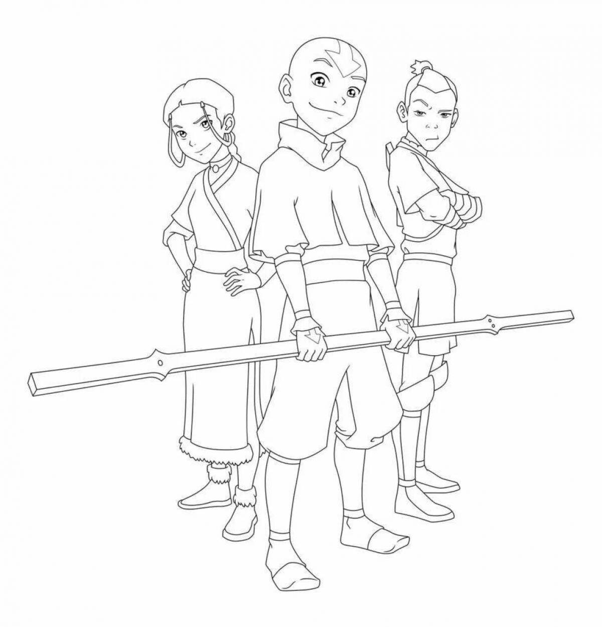 Aang's avatar adorable coloring page