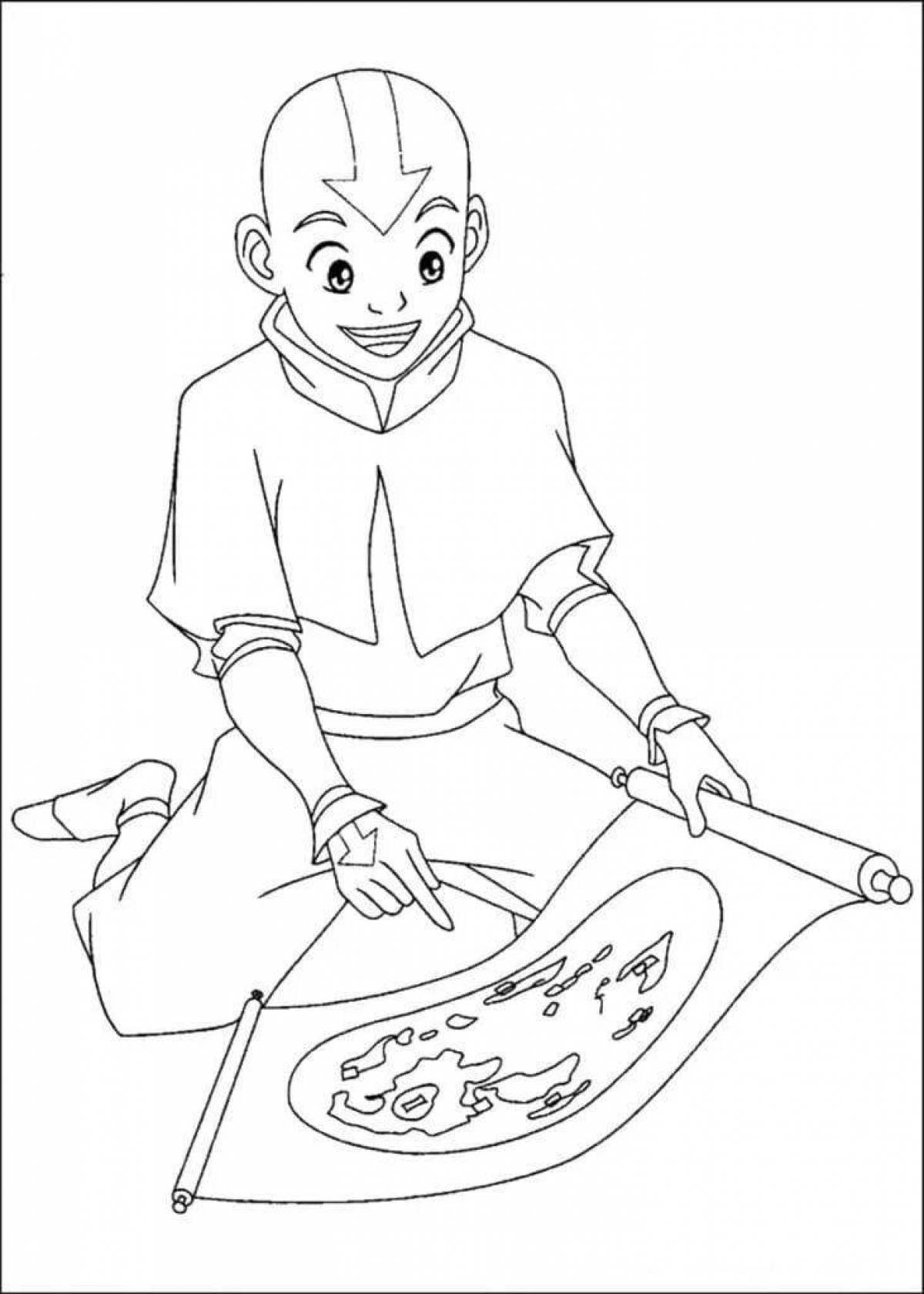 Aang's glowing avatar coloring page