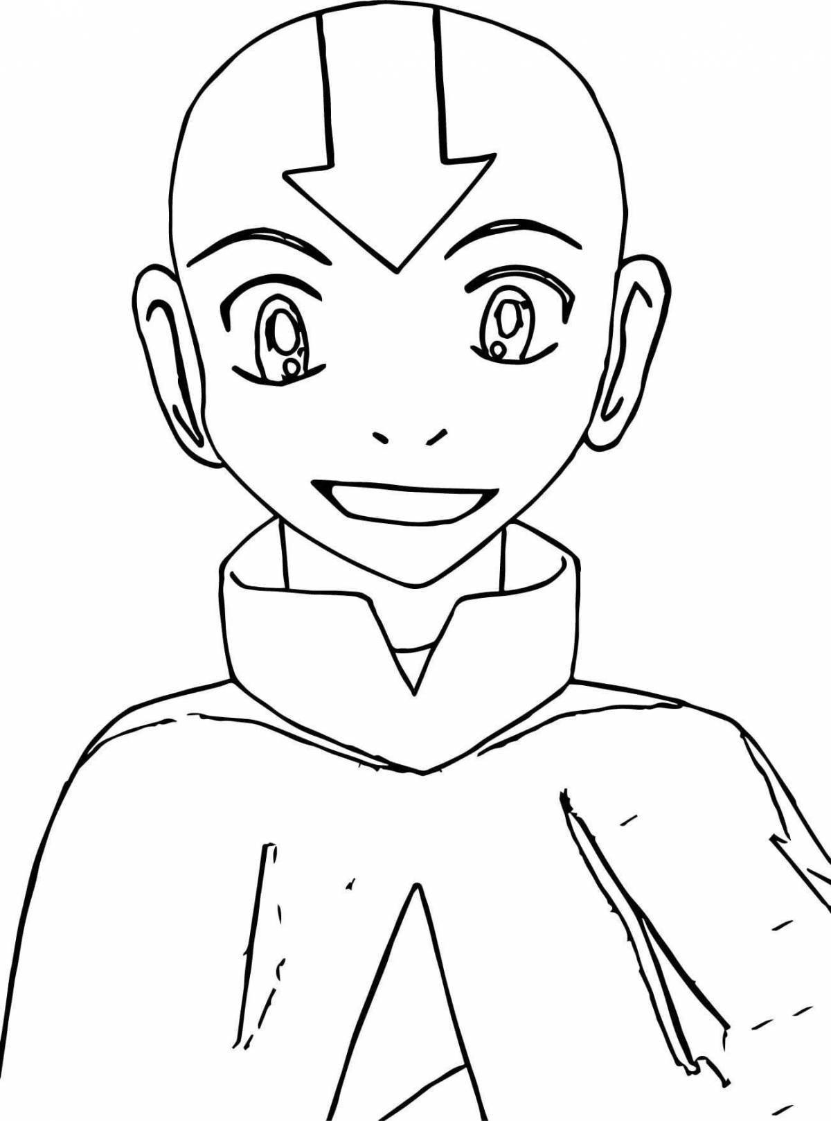 Aang's magical avatar coloring page