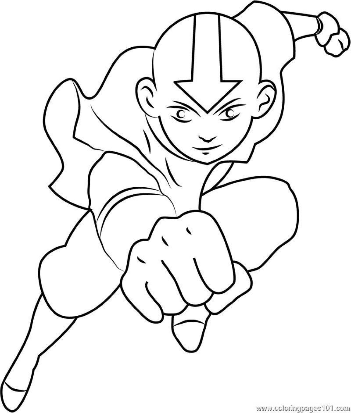 Aang's gorgeous avatar coloring page