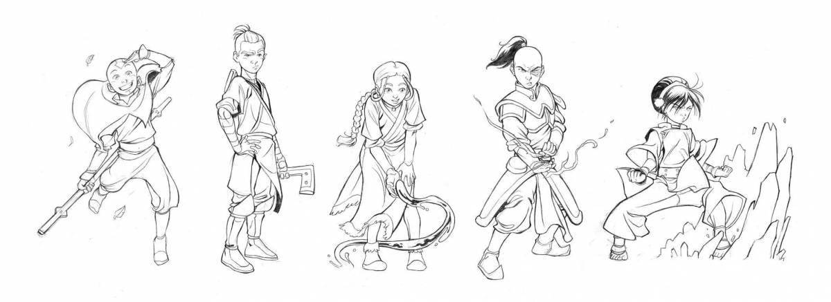 Aang's exquisite avatar coloring page