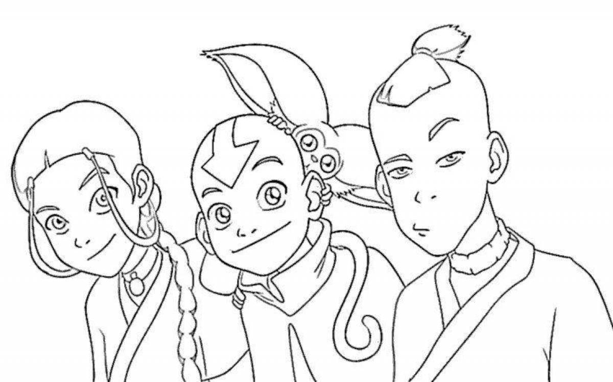 Aang's dazzling avatar coloring page