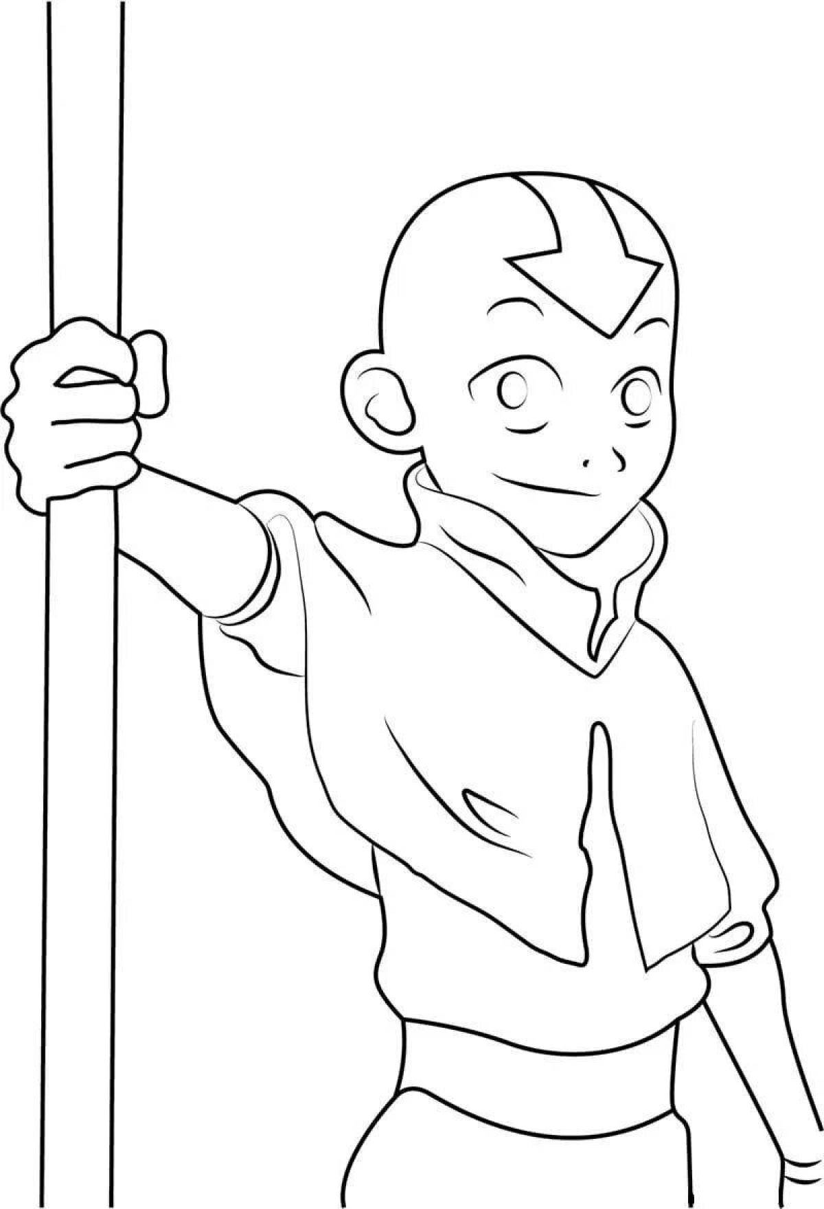 Aang's wild avatar coloring page