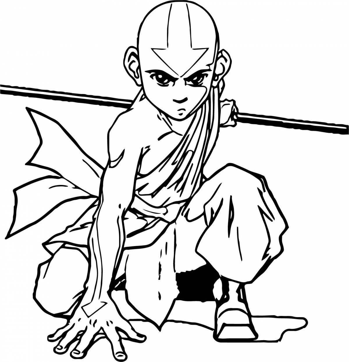 Photo Coloring book happy aang avatar