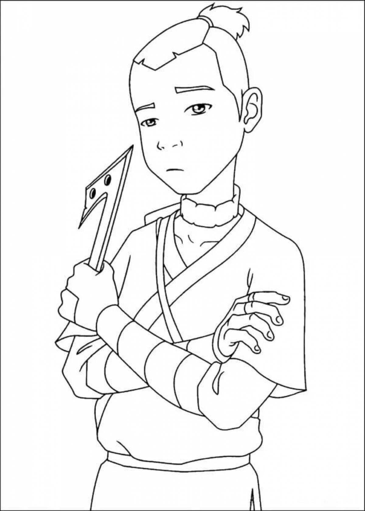 Photo Aang's adorable avatar coloring page