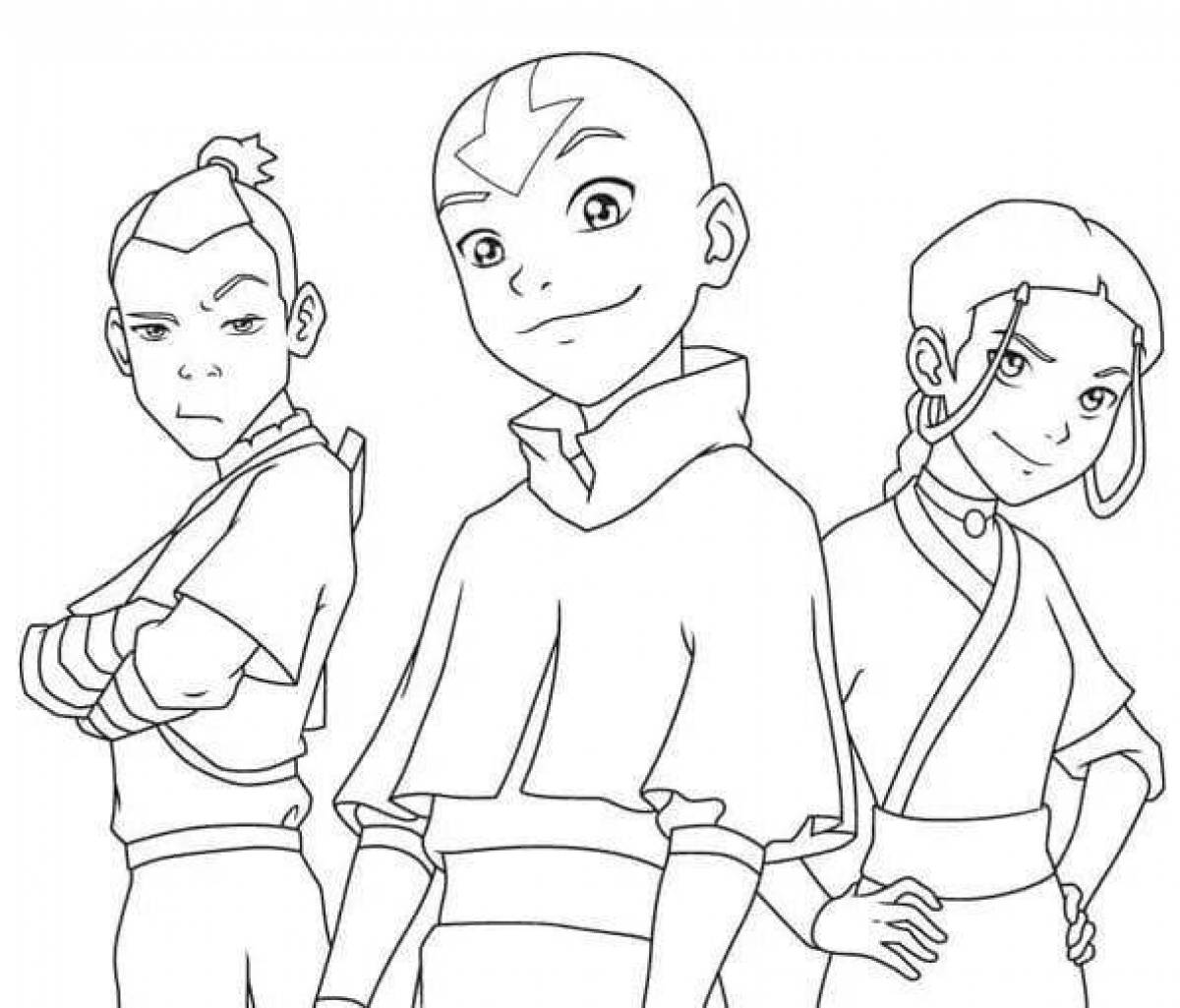 Aang's deceptive avatar coloring page