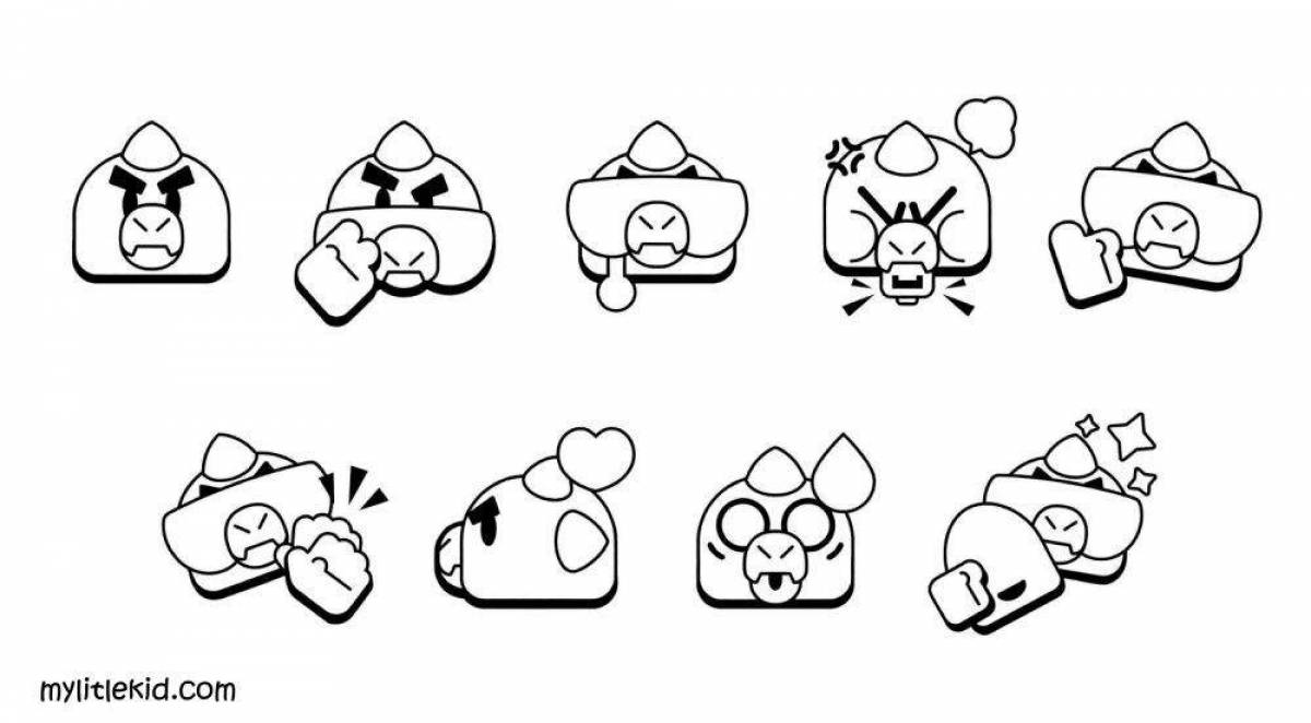 Fascinating coloring icons from brawl stars