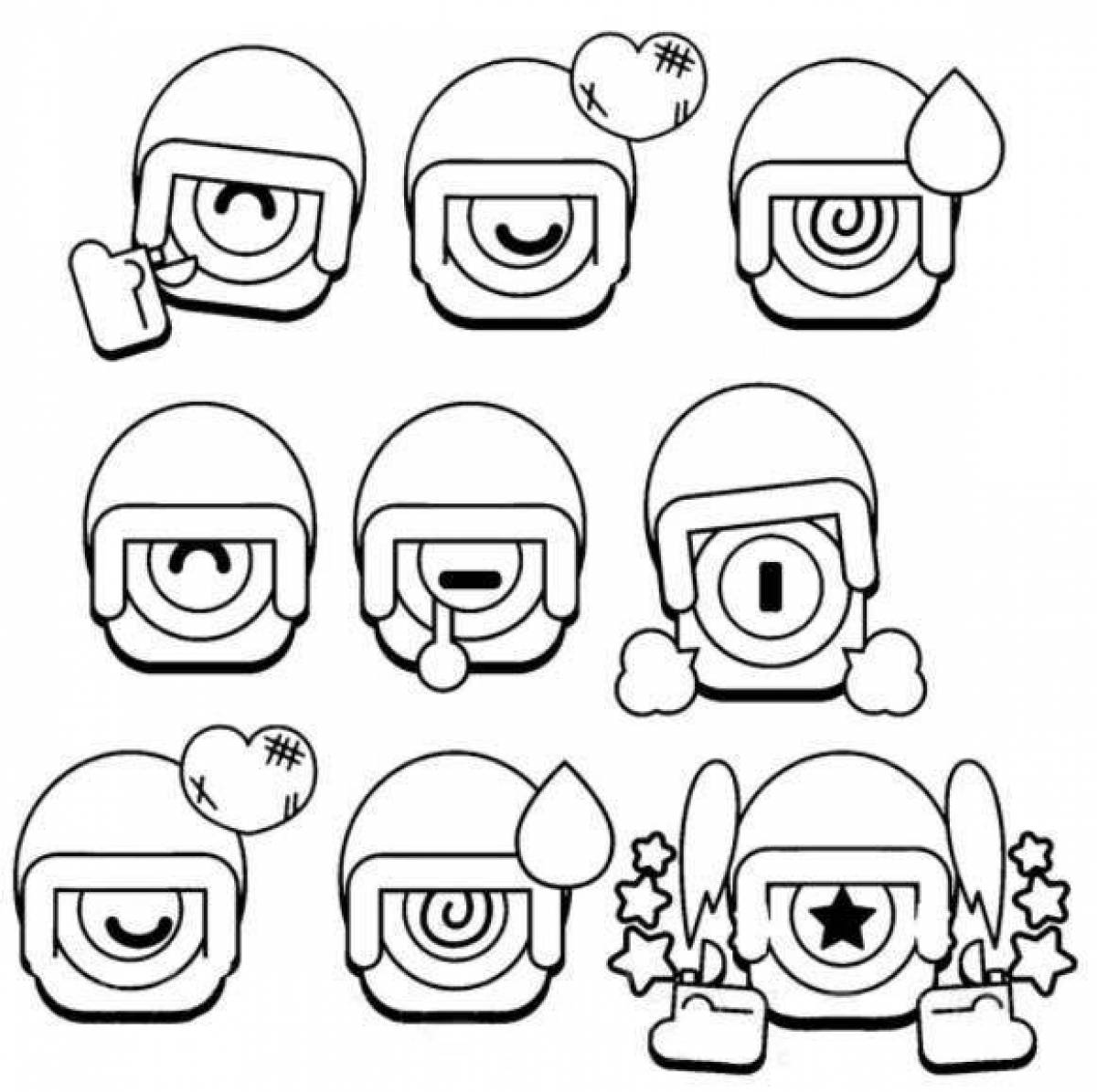 Elegant coloring page icons from brawl stars
