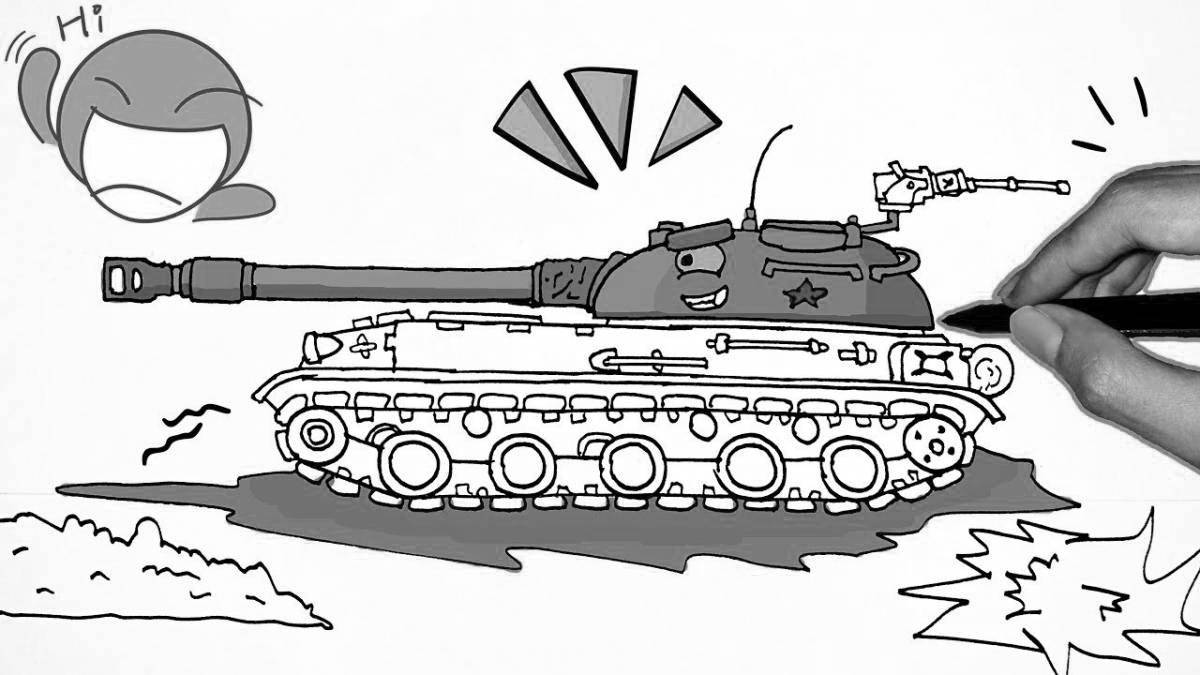 Cute tank coloring page