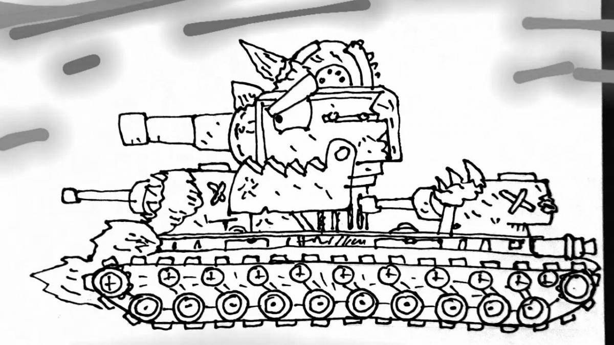 Comic tank coloring page
