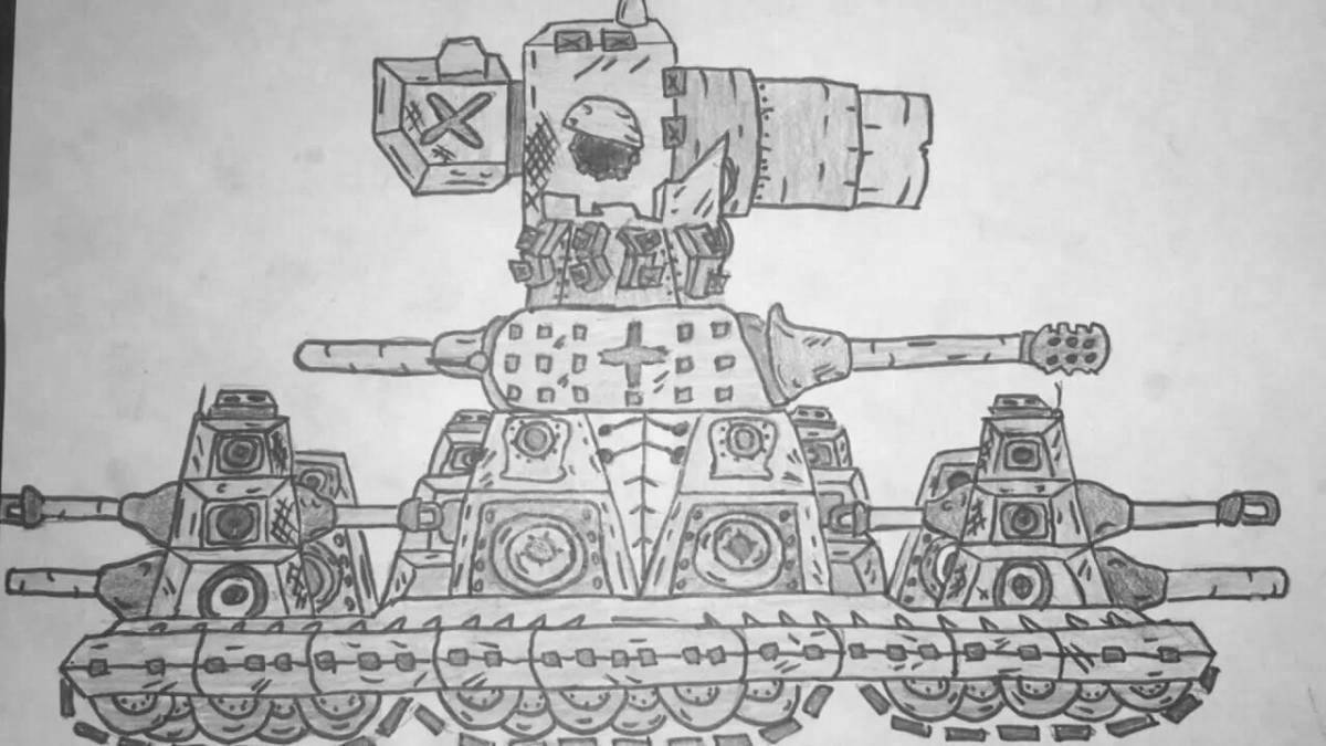 Раскраска игривый мультяшный танк