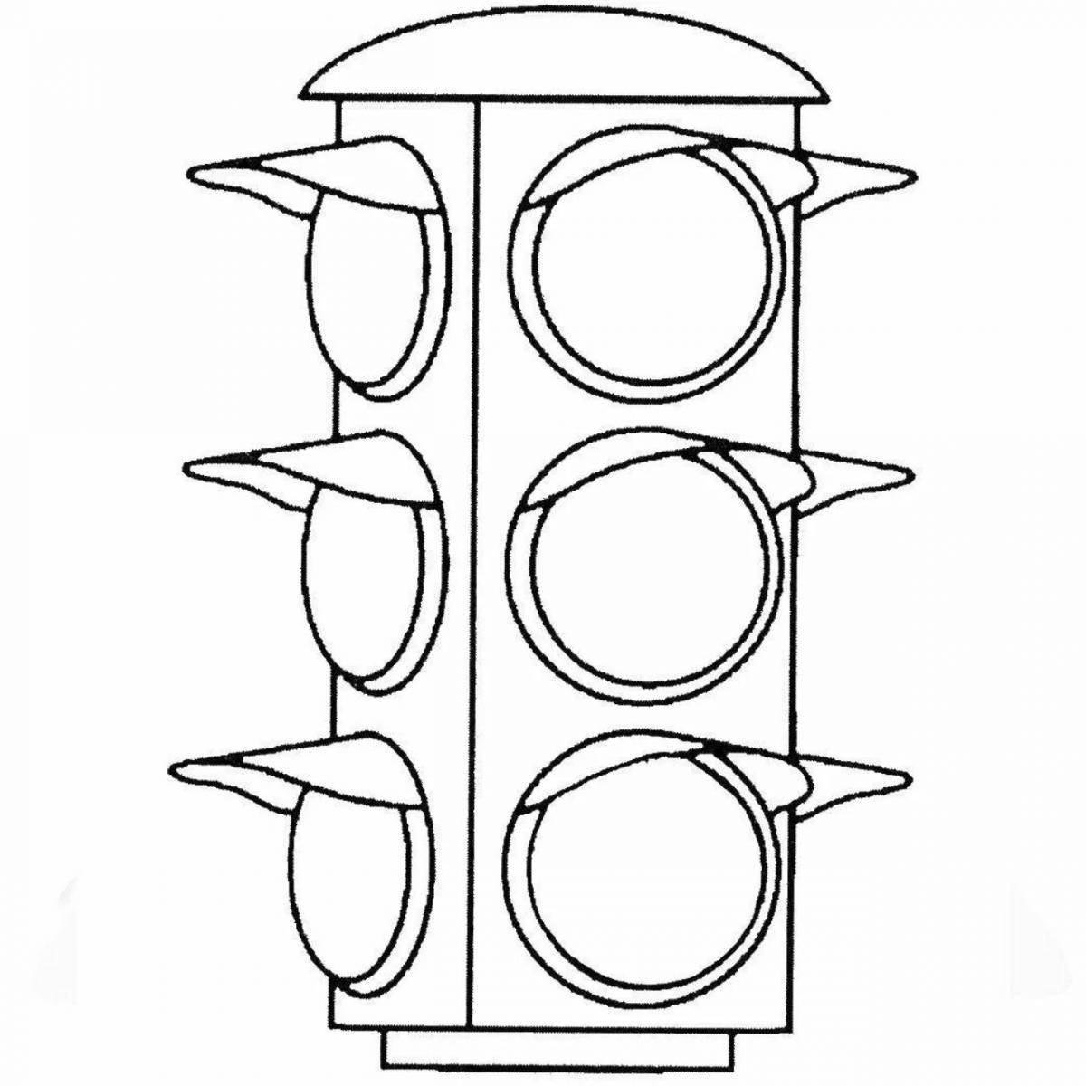 Coloring page funny traffic light