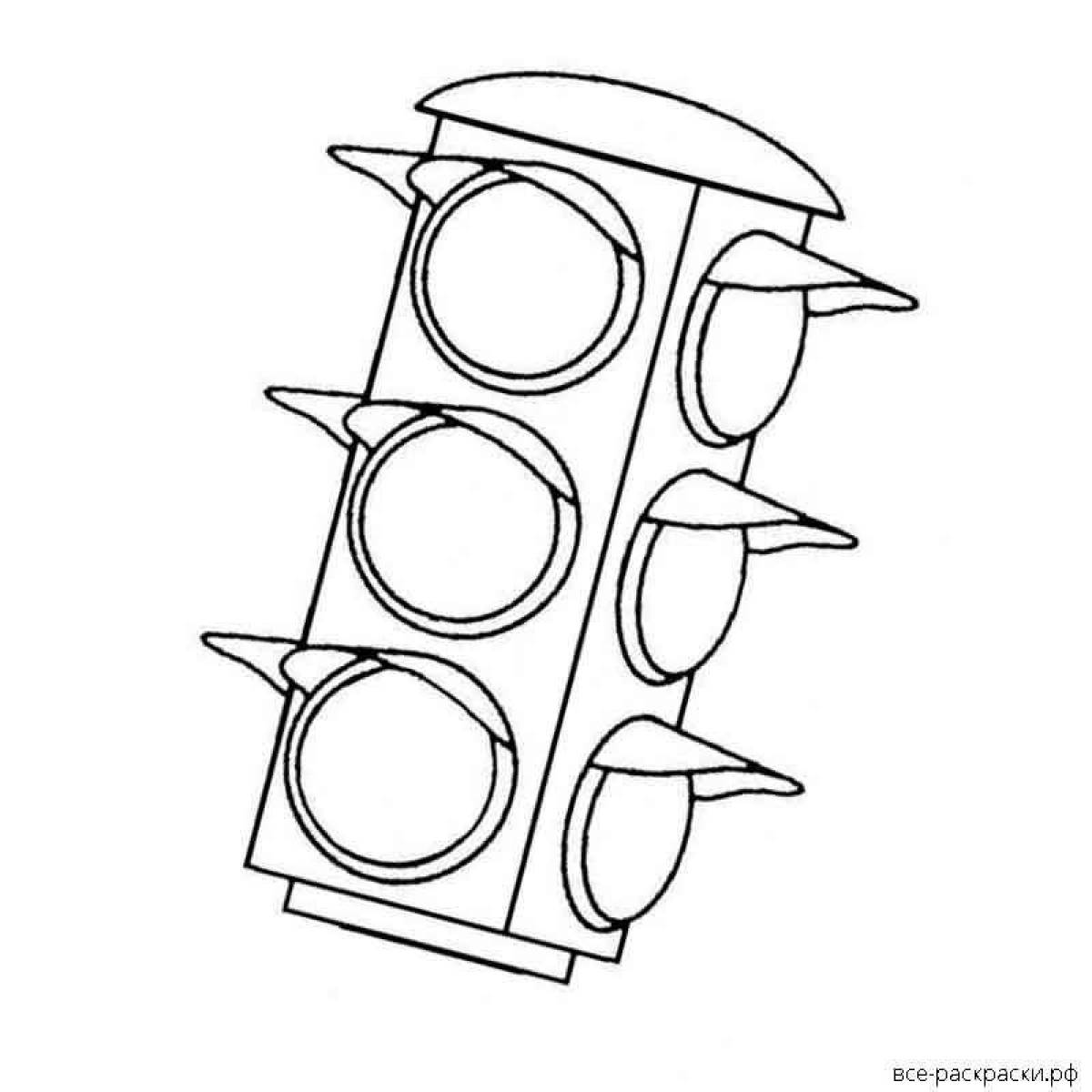 Attractive traffic light coloring page