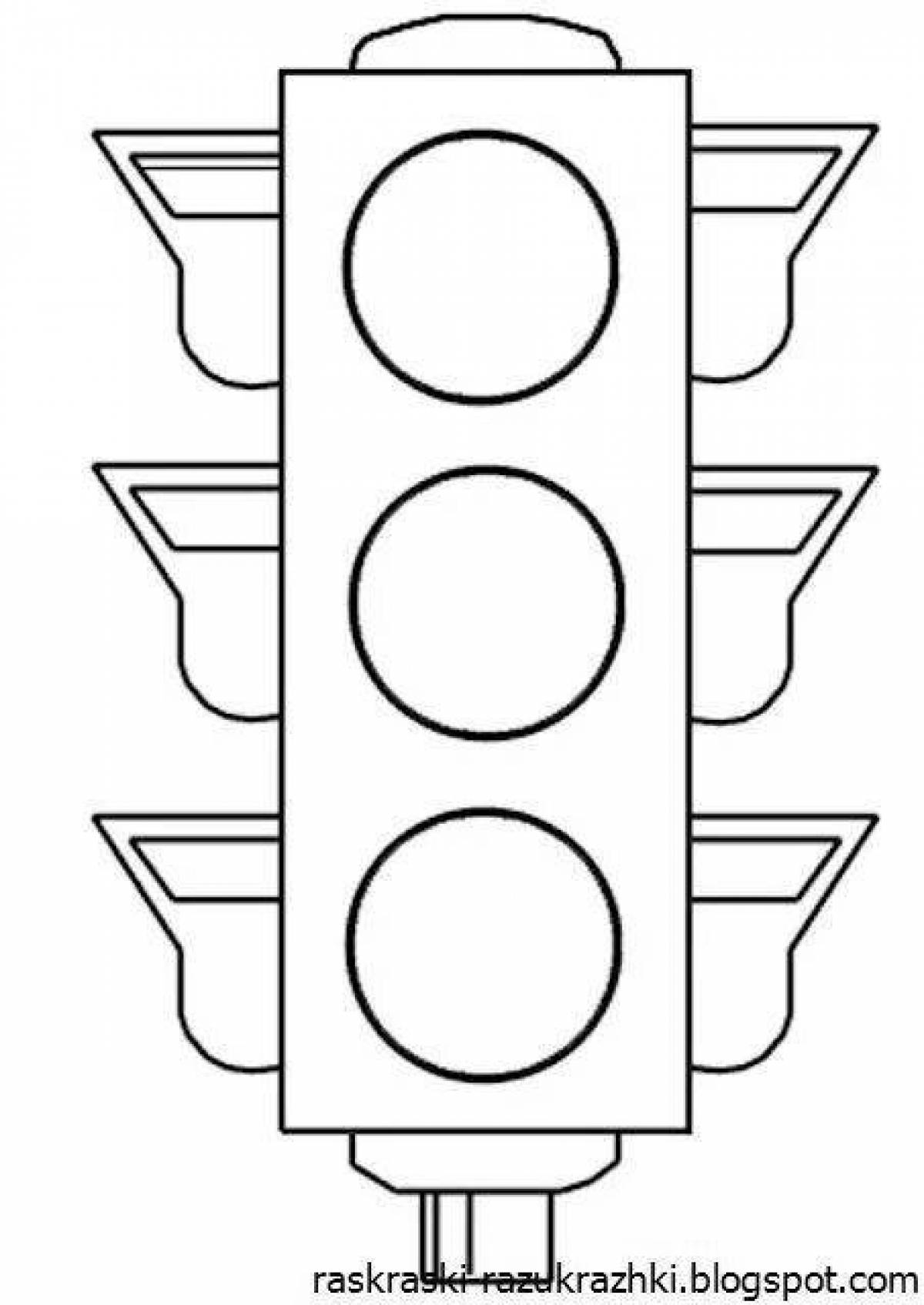 Glitter traffic light coloring page