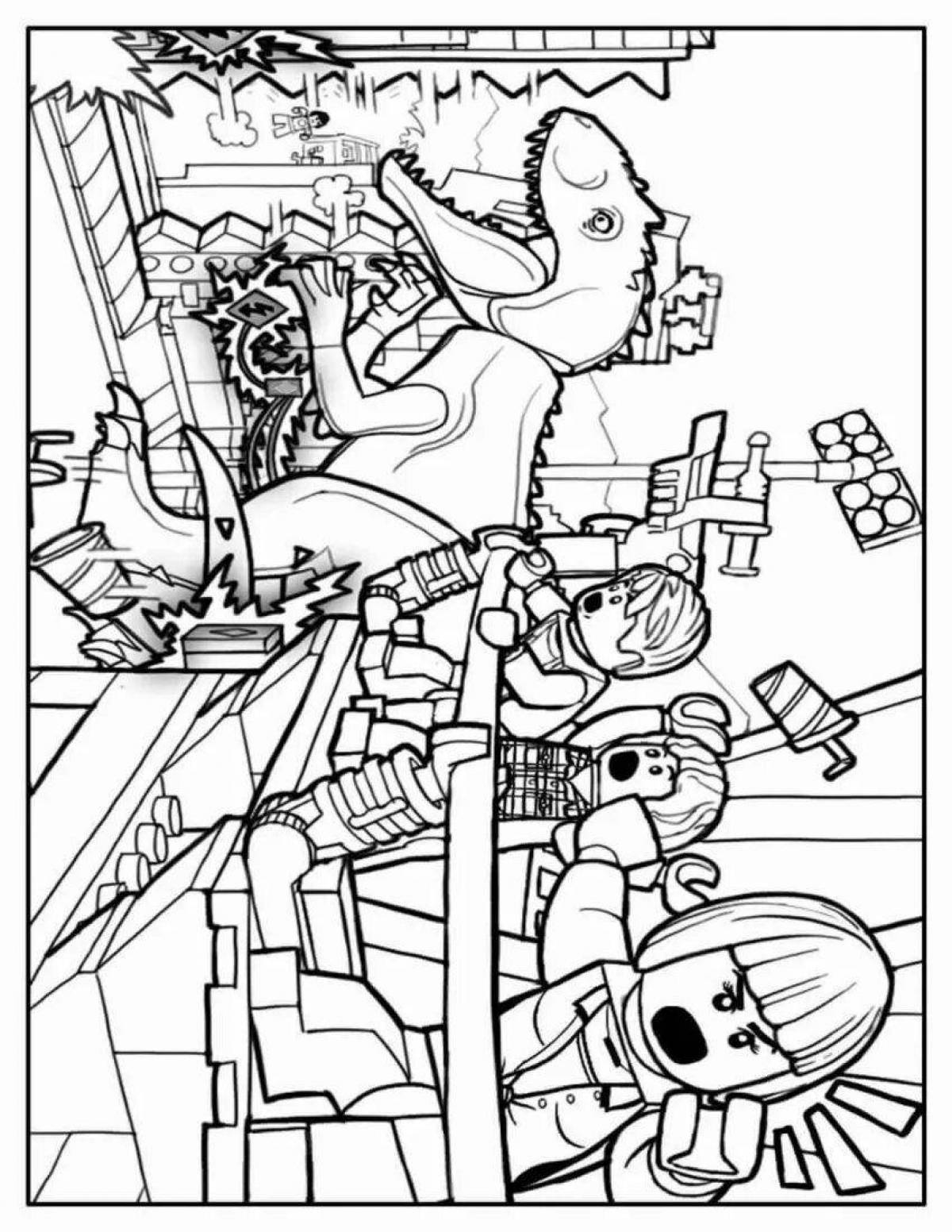Colorful lego dinosaurs jurassic world coloring page