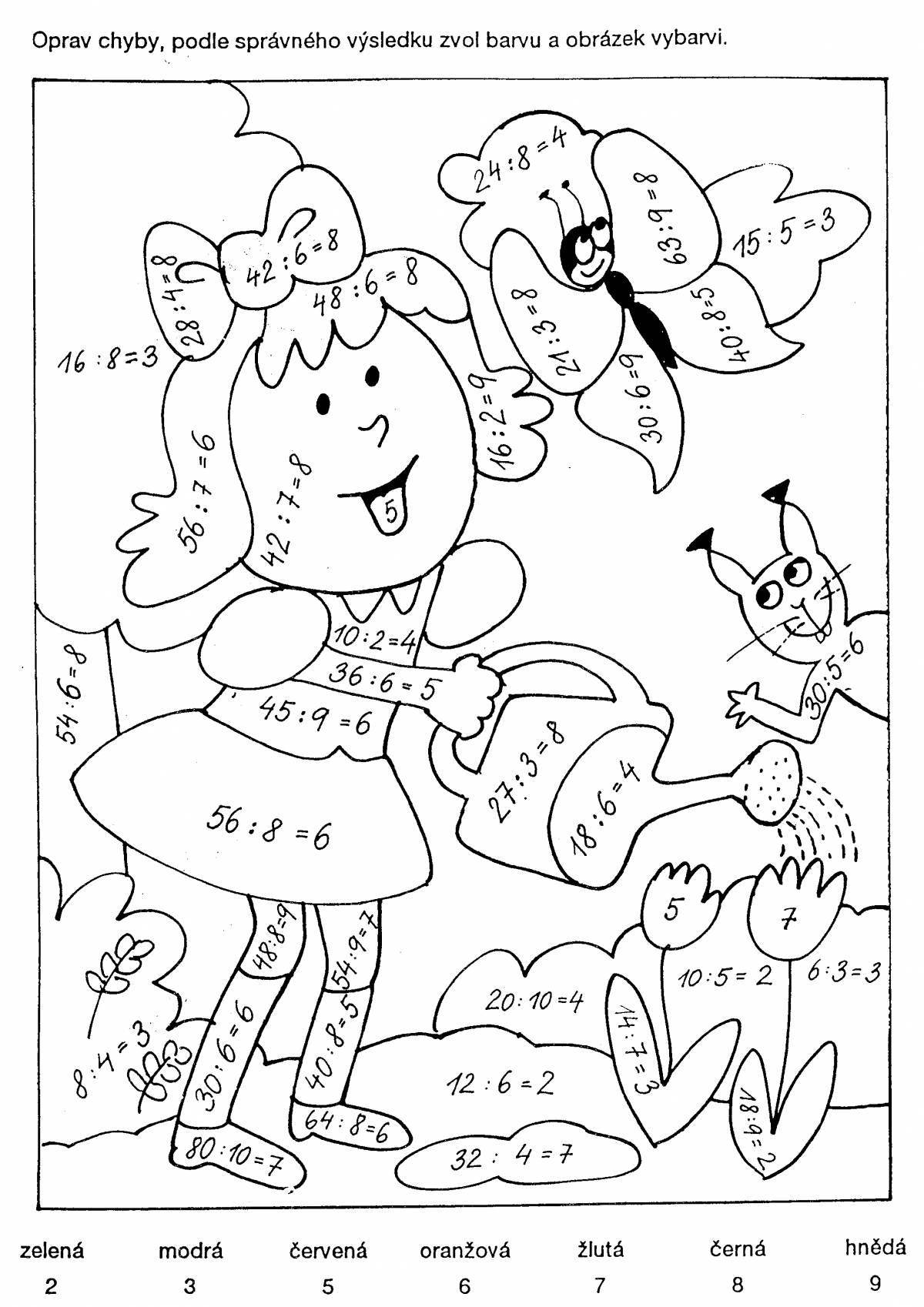 Fun division with rest of grade 3 coloring page