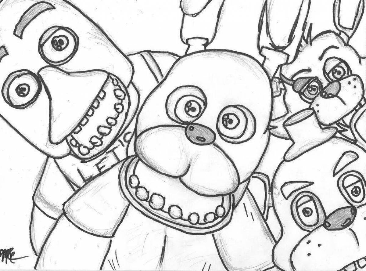 Colorful five nights at freddy's coloring book