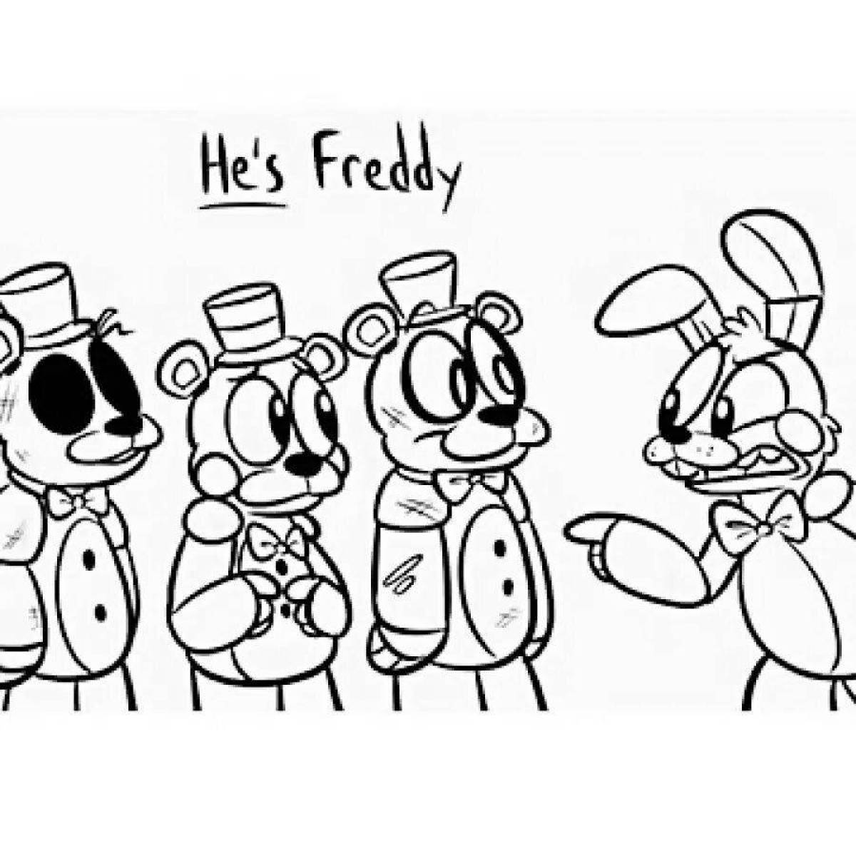 Adorable Five Nights at Freddy's Coloring Page