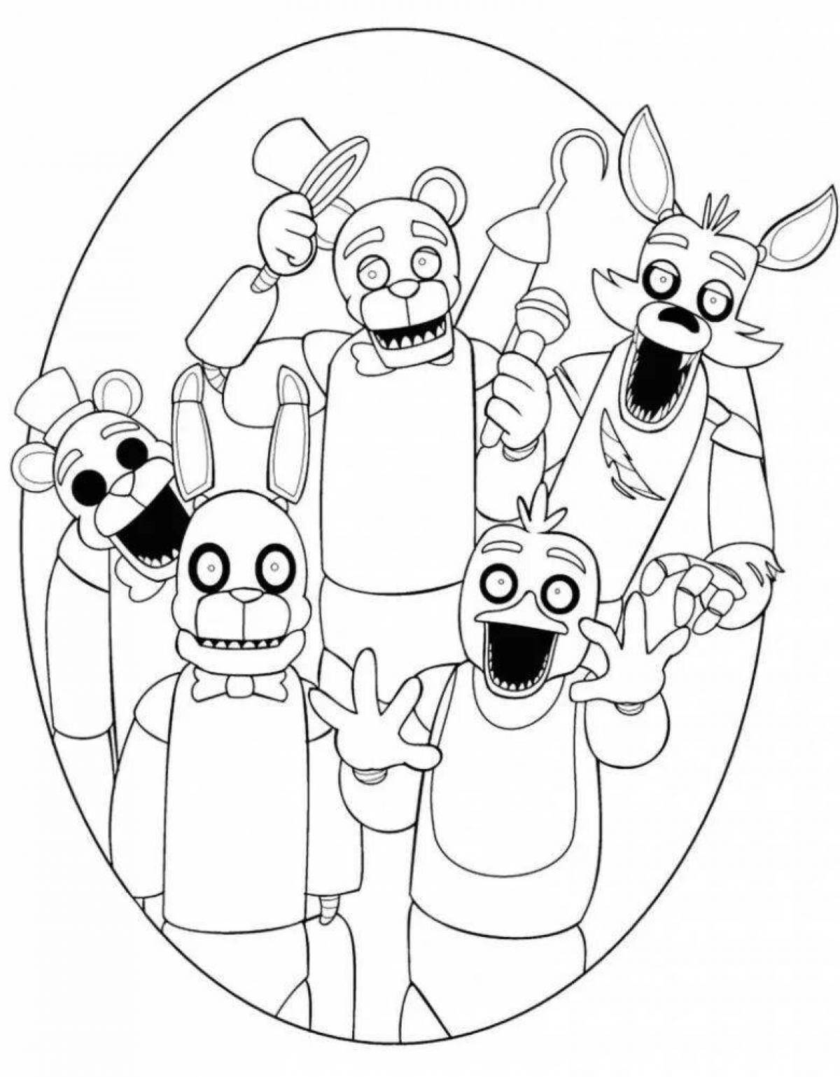 Invigorating five nights at freddy's coloring page