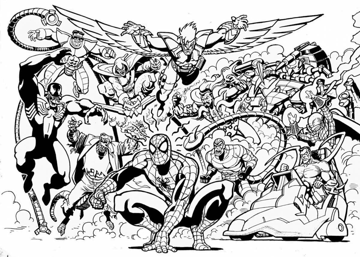 Majestic coloring page super heroes whole team