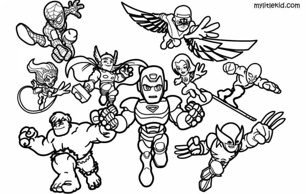 Glorious coloring super heroes whole team