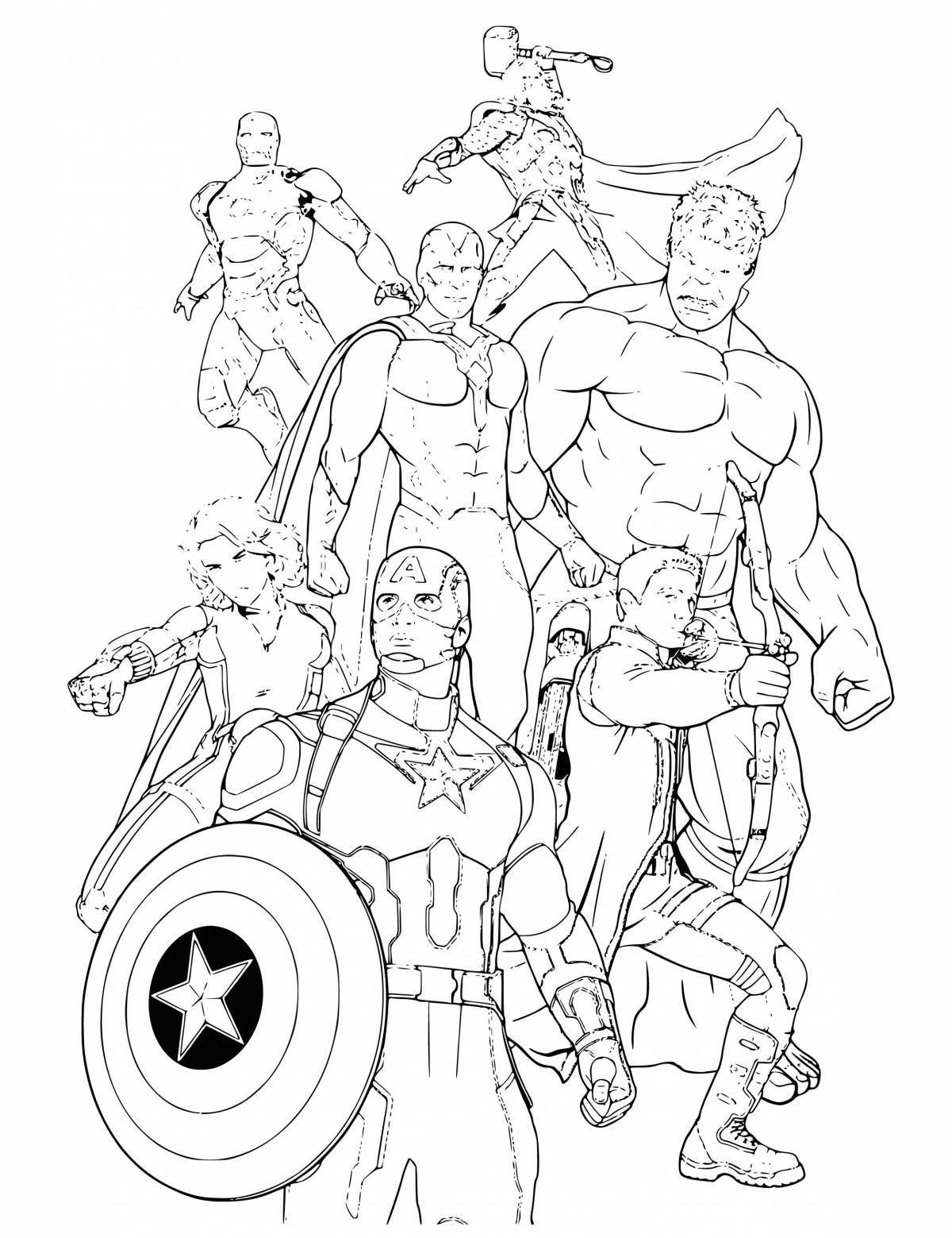 Great coloring super heroes whole team