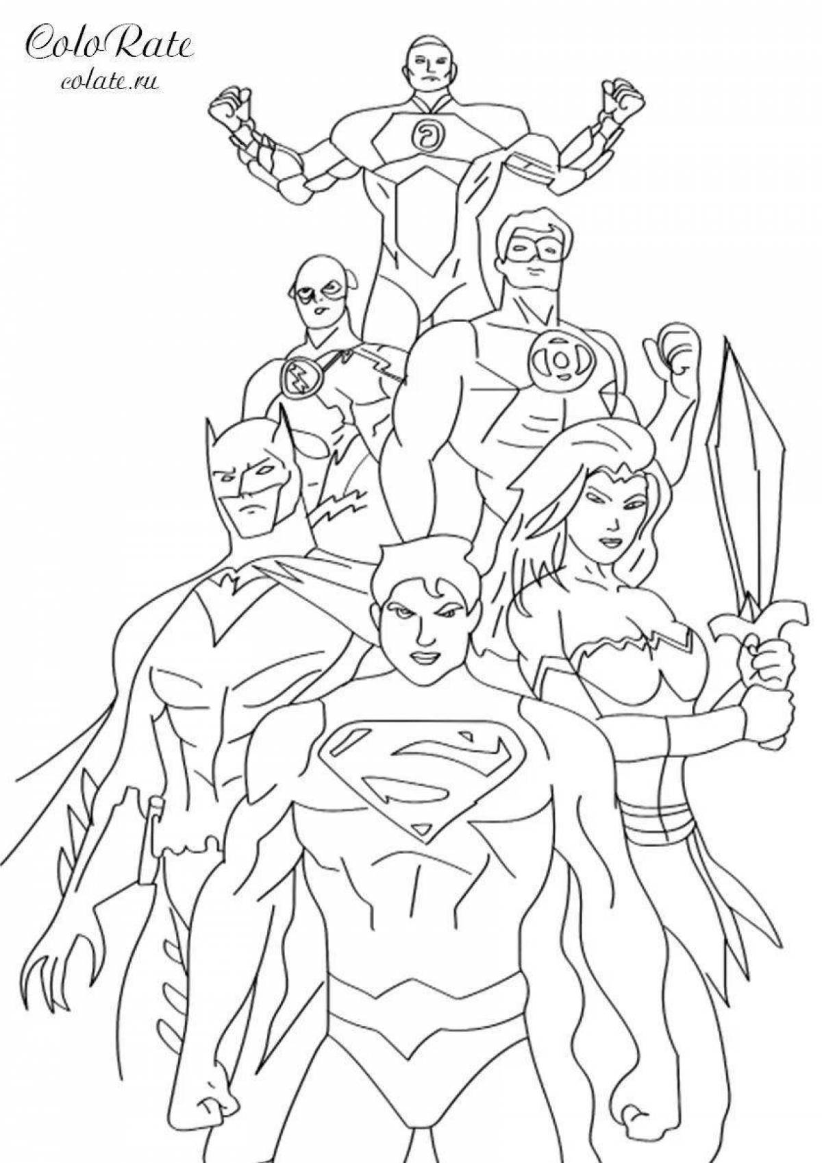 Super heroes whole team glitter coloring book