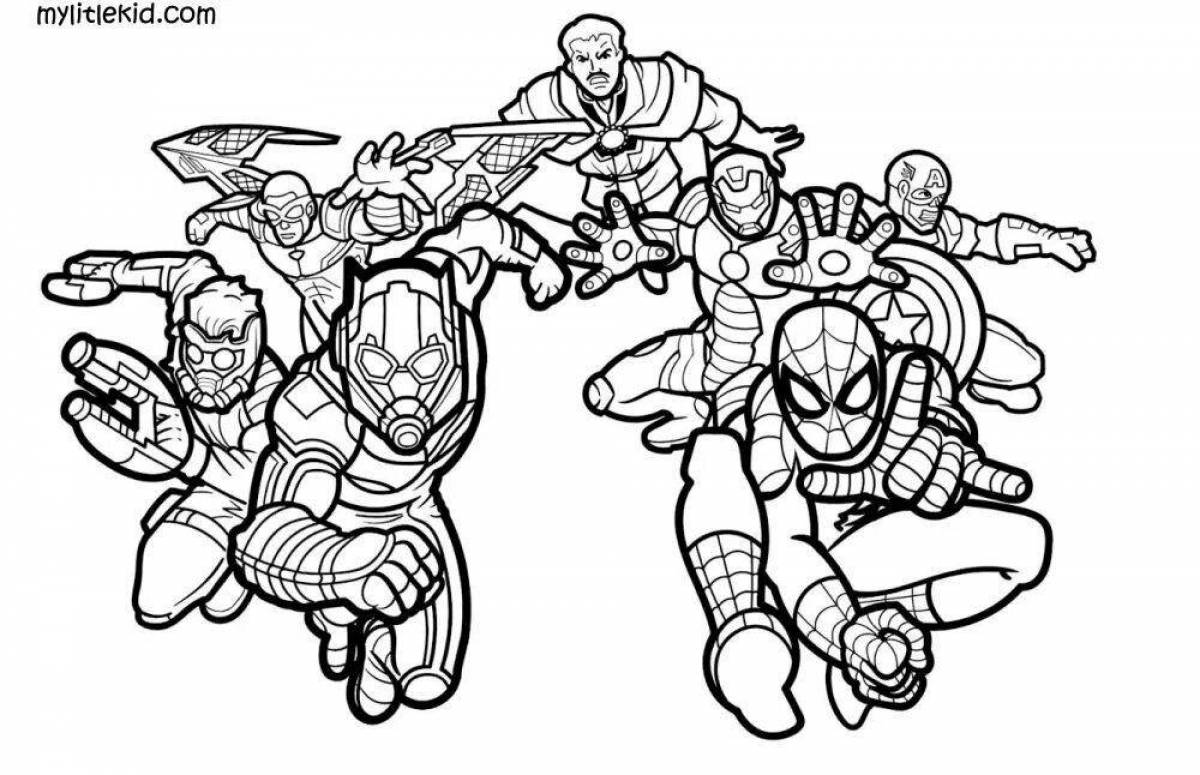 Dazzling coloring book superheroes whole team
