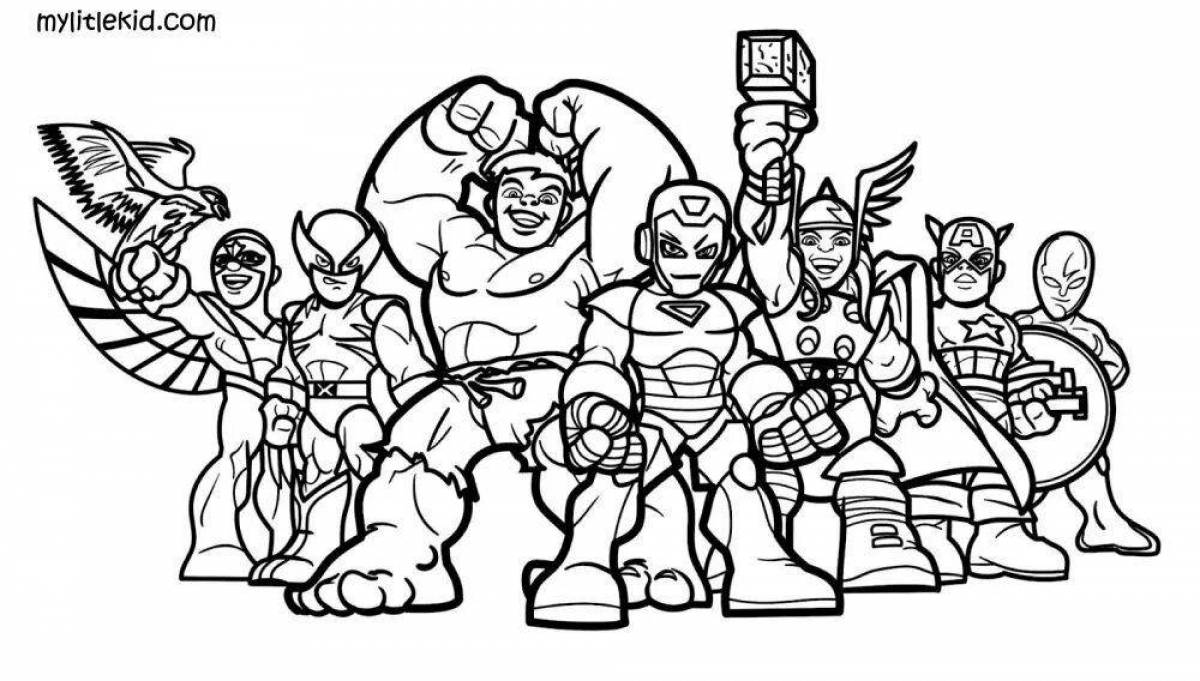 Great coloring book superheroes whole team