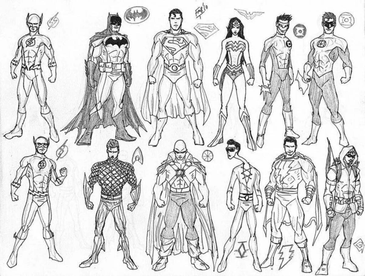 Amazing coloring book superheroes whole team