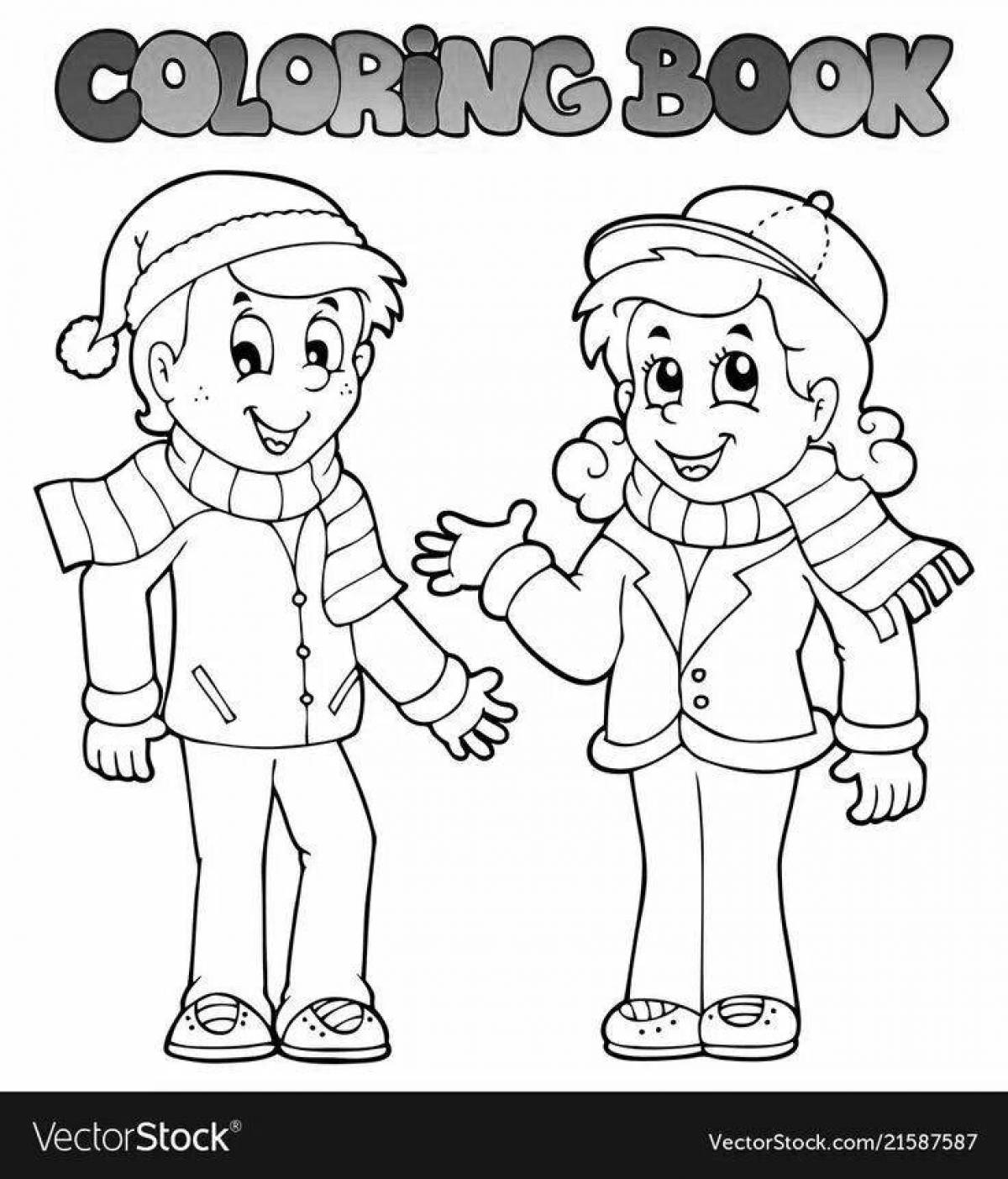 Exquisite coloring for children boy in winter clothes