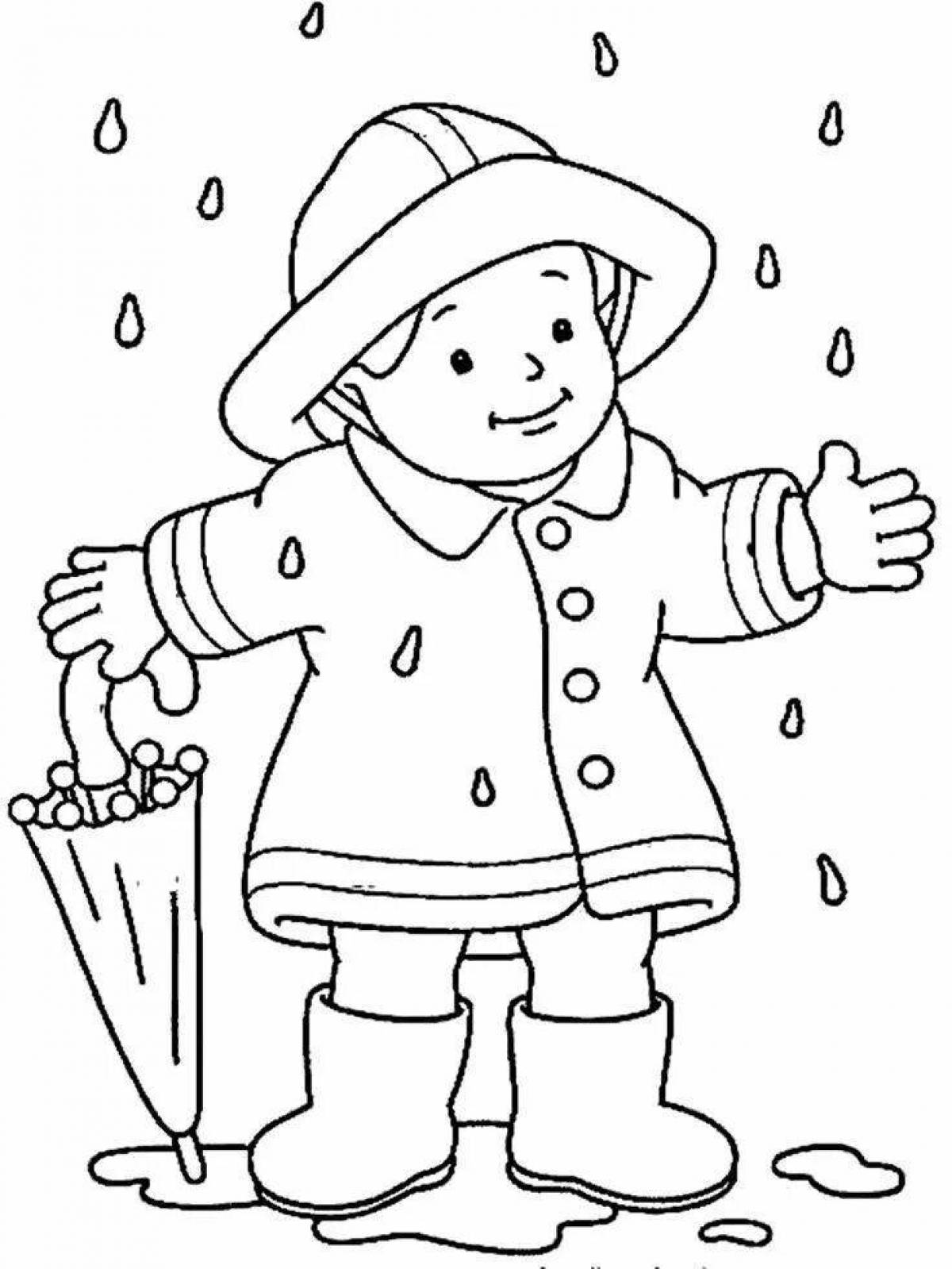Glitter coloring book for children boy in winter clothes