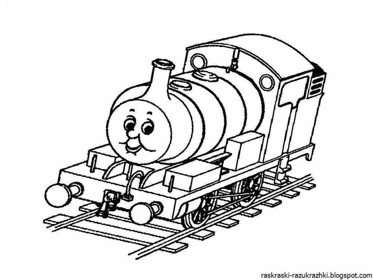 Colorful coloring page of a steam locomotive