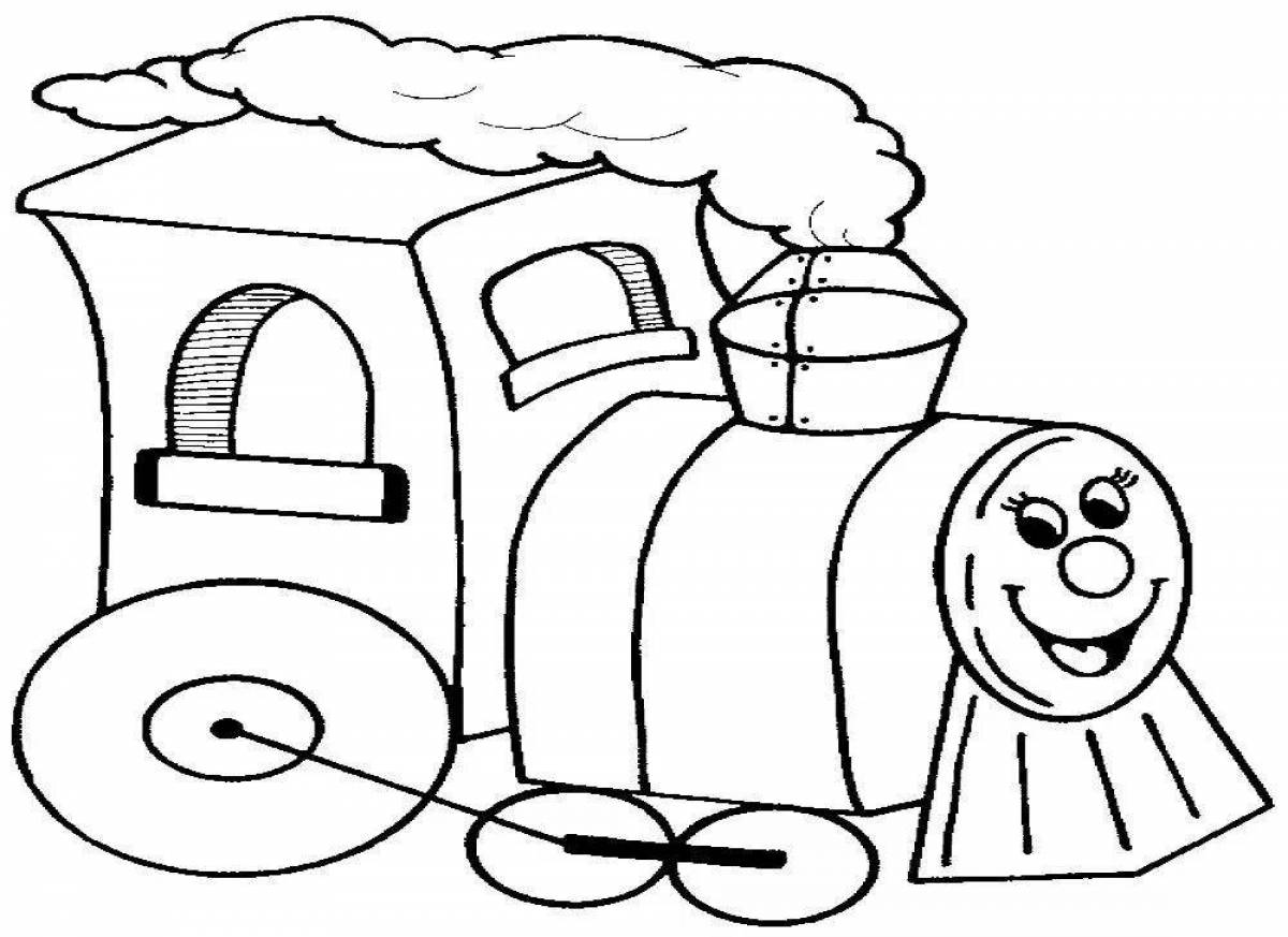 Charming steam locomotive coloring book