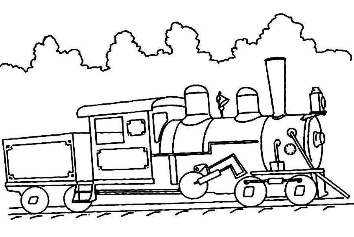 Coloring page charming steam locomotive