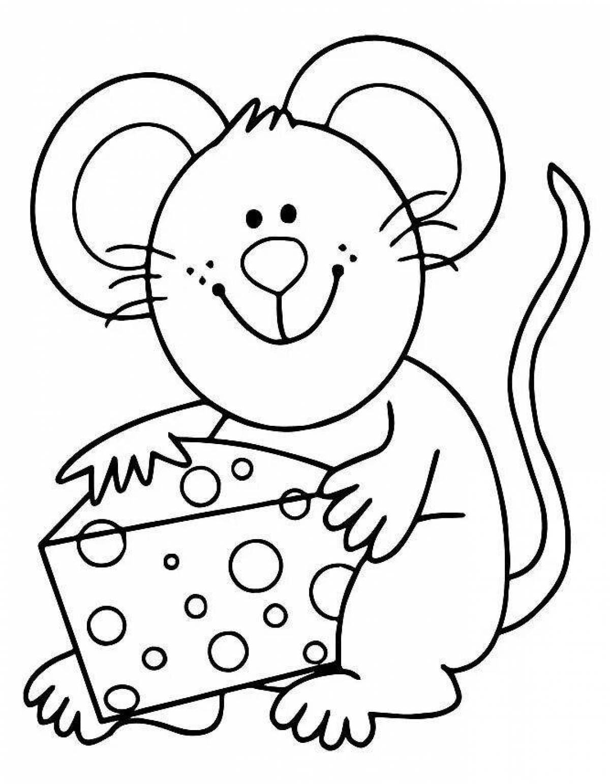 Милая раскраска мышь для детей 3-4 лет