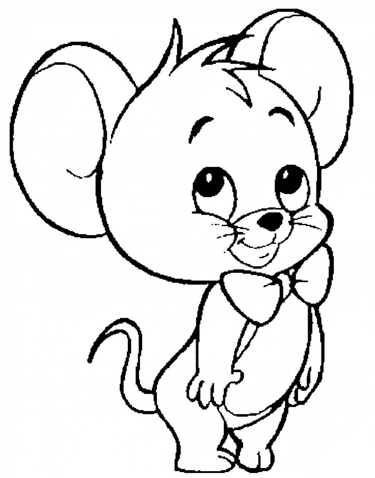 Причудливая мышь-раскраска для детей 3-4 лет