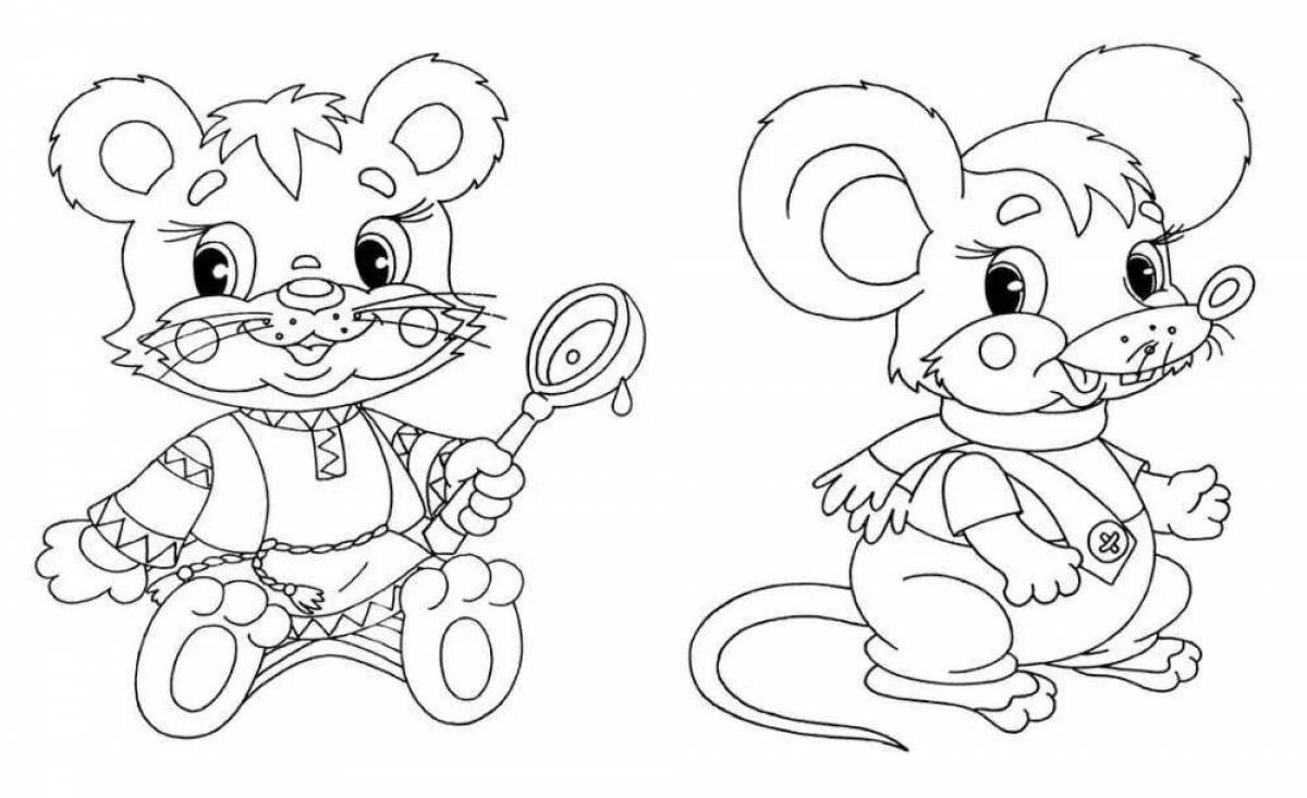 Очаровательная мышь-раскраска для детей 3-4 лет