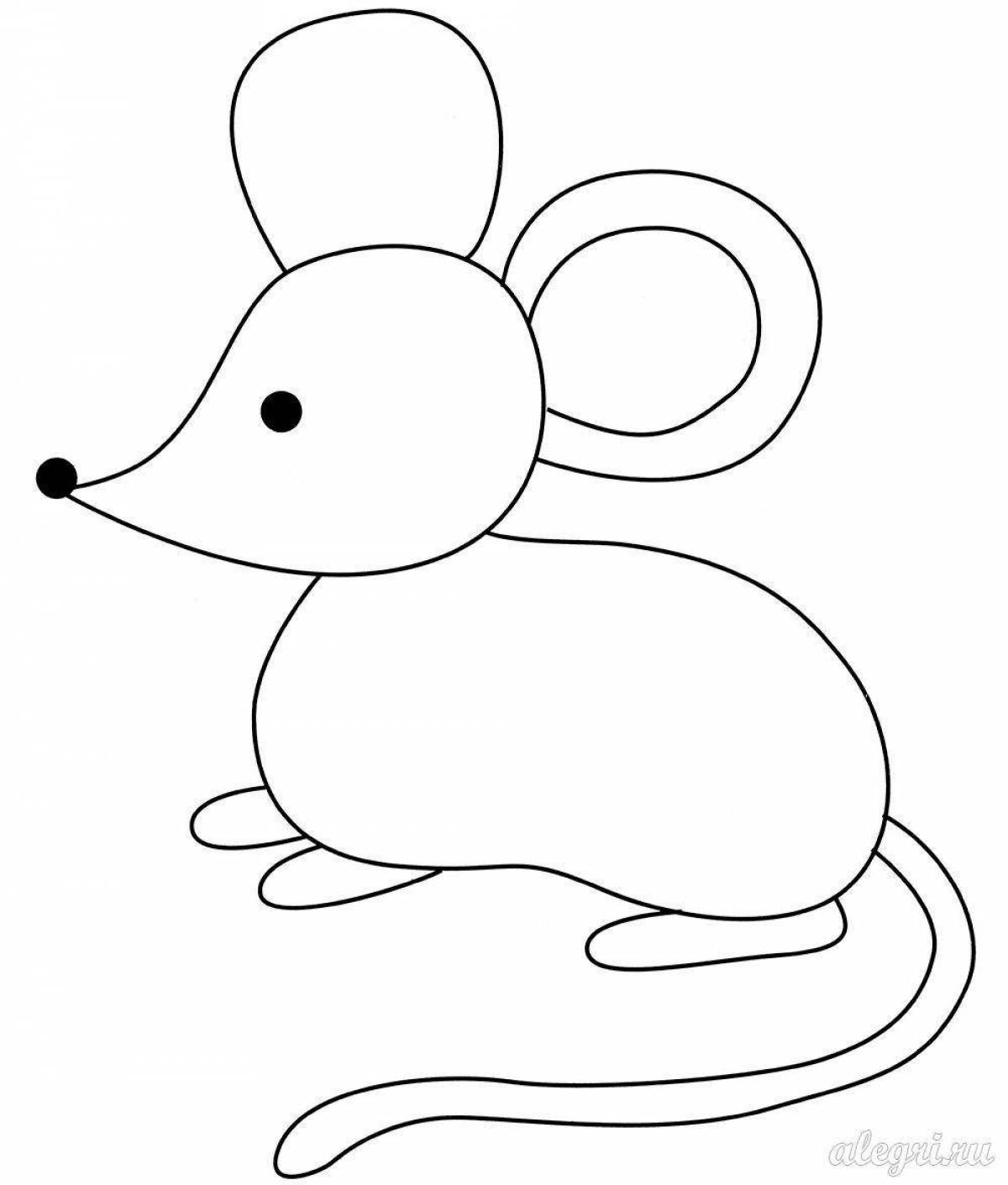 Color-explosion mouse coloring page for 3-4 year olds