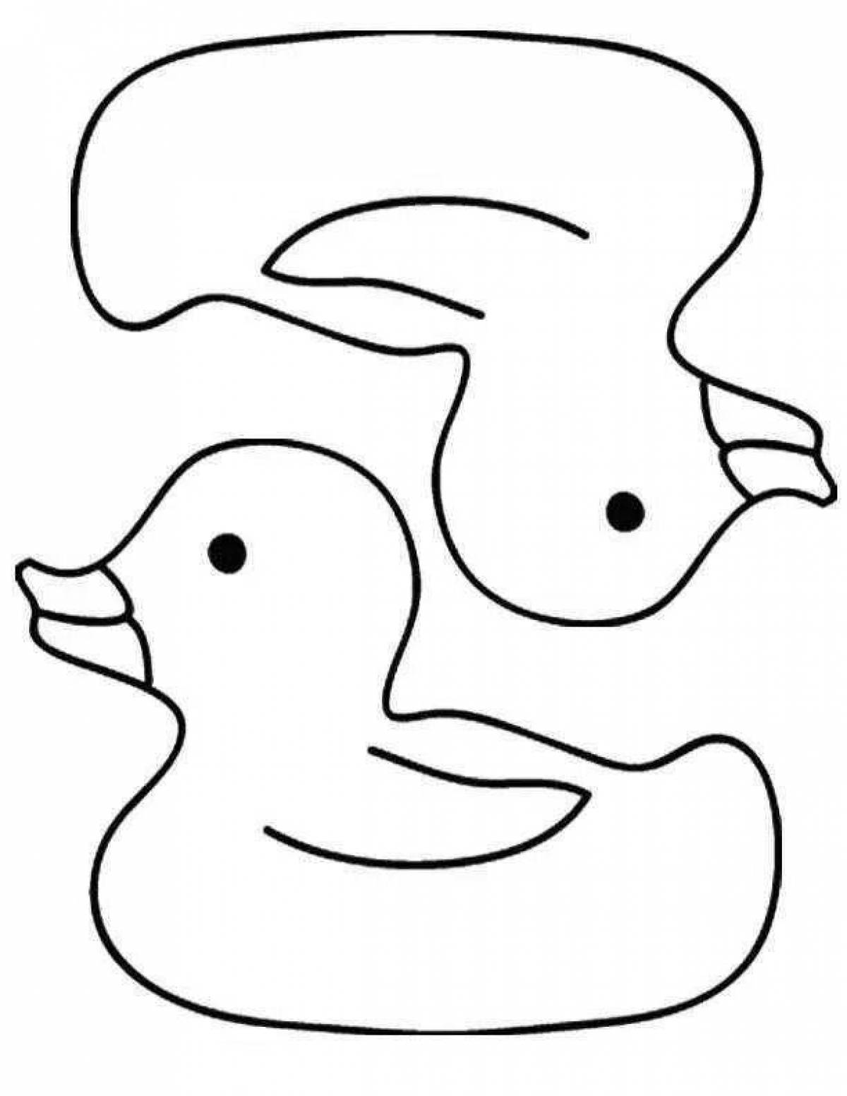 Bright Dymkovo toy duck 2 junior group coloring